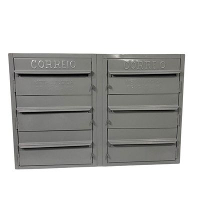 Caixa De Correios Cinza 6 Módulos Tamanho 15x50x36cm Aço Cinza