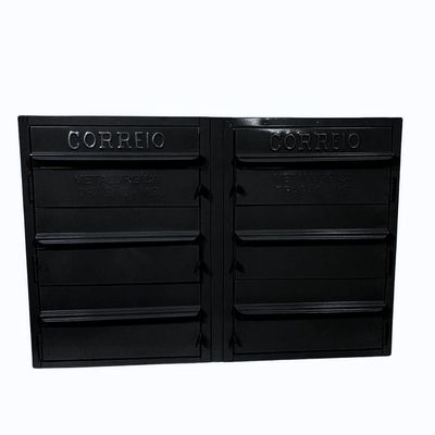 Caixa De Correios Cinza 6 Módulos Tamanho 15x50x36cm Aço Preto