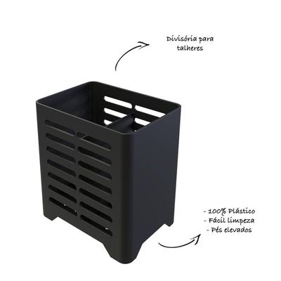 Porta Talheres Em Plástico - Stolf Preto
