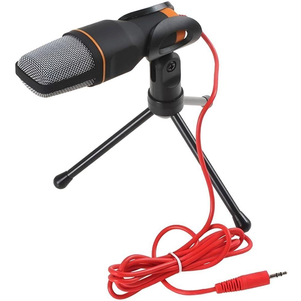 Microfone Condensador Sf-666 Com Suporte E Fio De 2 Metros Para Podcast E Estúdio