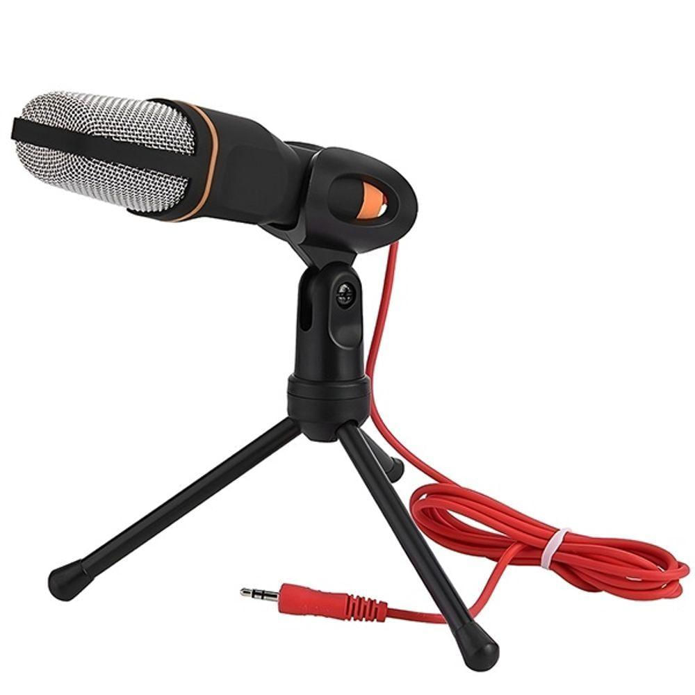 Microfone Condensador Sf-666 Com Suporte E Fio De 2 Metros Para Podcast E Estúdio