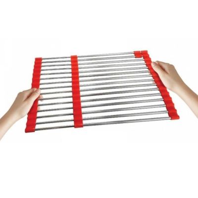 Escorredor Esteira Cozinha Louça Pia Cuba Extensivo Inox Silicone Compacto Flexivel Multiuso Pratico