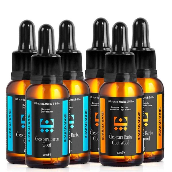 Kit 03 Óleo Para Barba Goot + 03 Óleo Goot Wood Embaixador 30Ml