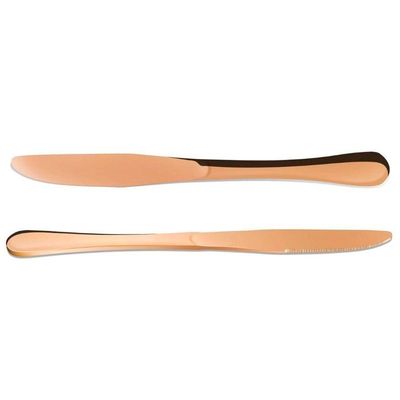 Conjunto 6pçs Facas Refeição Inox Rose Gold Luxo Rústico