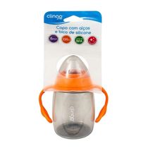 Copo Com Alça E Bico De Silicone 220ml Laranja Clingo