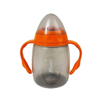 Copo Com Alça E Bico De Silicone 220ml Laranja Clingo