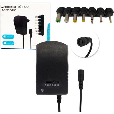 Fonte Universal Bivolt Regulável 3v 4.5v 6v 7.5v 9v 12v 3a 30w 6 Plugs It-blue Le-2561
