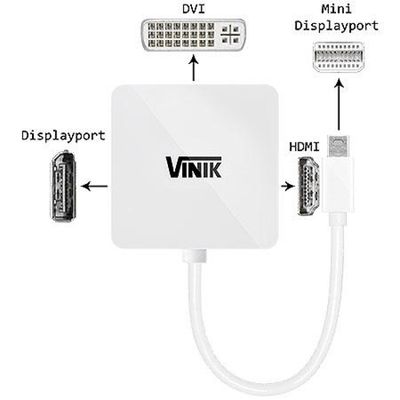 Adaptador 3 em 1 Mini Displayport para DVI/HDMI/DISPLAYPORT MDP-3IN