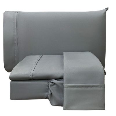 Jogo De Cama Lençol Casal Conforto Percal 300 Fios 4 Peças - Cinza