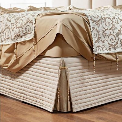 Saia Para Cama Box Casal Padrão Dual 1 Peça Bege