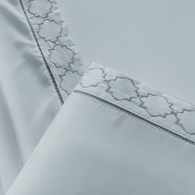 Jogo De Cama 300 Fios Bordado King Infinity 04 Peças Cinza
