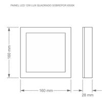 Painel De Led Quadrado Sobrepor 12w Bivolt Taschibra 6500k Luz Fria