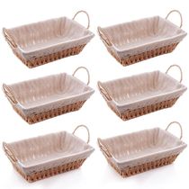 Kit 6 Cestas Papel 29x12cm Servir Pães Restaurantes Forro Tecido Frutas Decoração Retangulares Wolff
