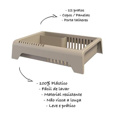 Escorredor De Louça Em Plástico Smile - Stolf Areia