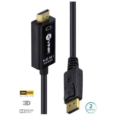 Cabo Displayport 1.3 para HDMI 2.0 4K 30HZ ULTRA HD 2 Metros - H20DP13-2