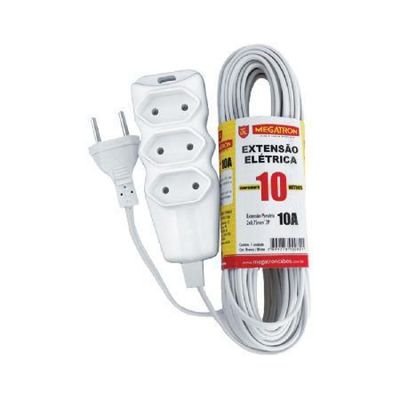 Extensao Cabo PL 2X0,75 10 Metros Branca 103