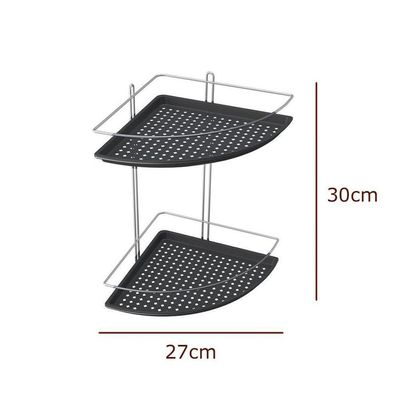 Porta Shampoo De Canto Duplo Aço Com Fundo Plástico - Stolf Preto