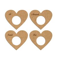 Porta Guardanapo Coração Desejos Mdf Cru Kit 4 Peças 7,5cmx6,5cm - Cria Arte Laser Cru