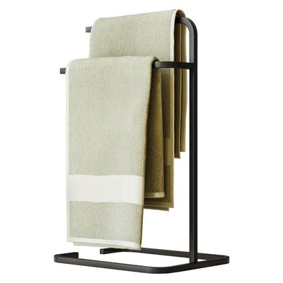 Kit Porta Toalha De Rosto Lixeira 6l E Porta Papel Higiênico Eleganza Metal Preto