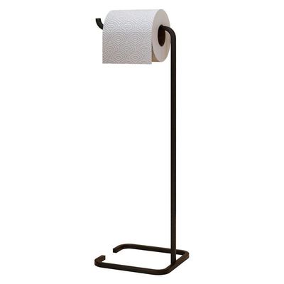 Kit Porta Toalha De Rosto Lixeira 6l E Porta Papel Higiênico Eleganza Metal Preto