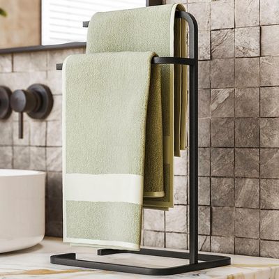 Porta Toalha Toalheiro Duplo Lovell Bancada Lavabo Preto Dhom Preto