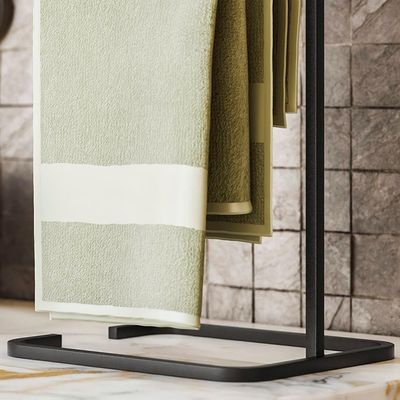 Porta Toalha Toalheiro Duplo Lovell Bancada Lavabo Preto Dhom Preto