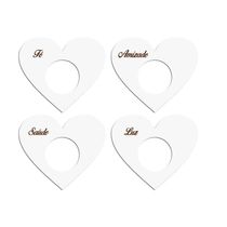Porta Guardanapo Coração Desejos Kit 4 Peças 7,5cmx6,5cm - Cria Arte Laser Branco