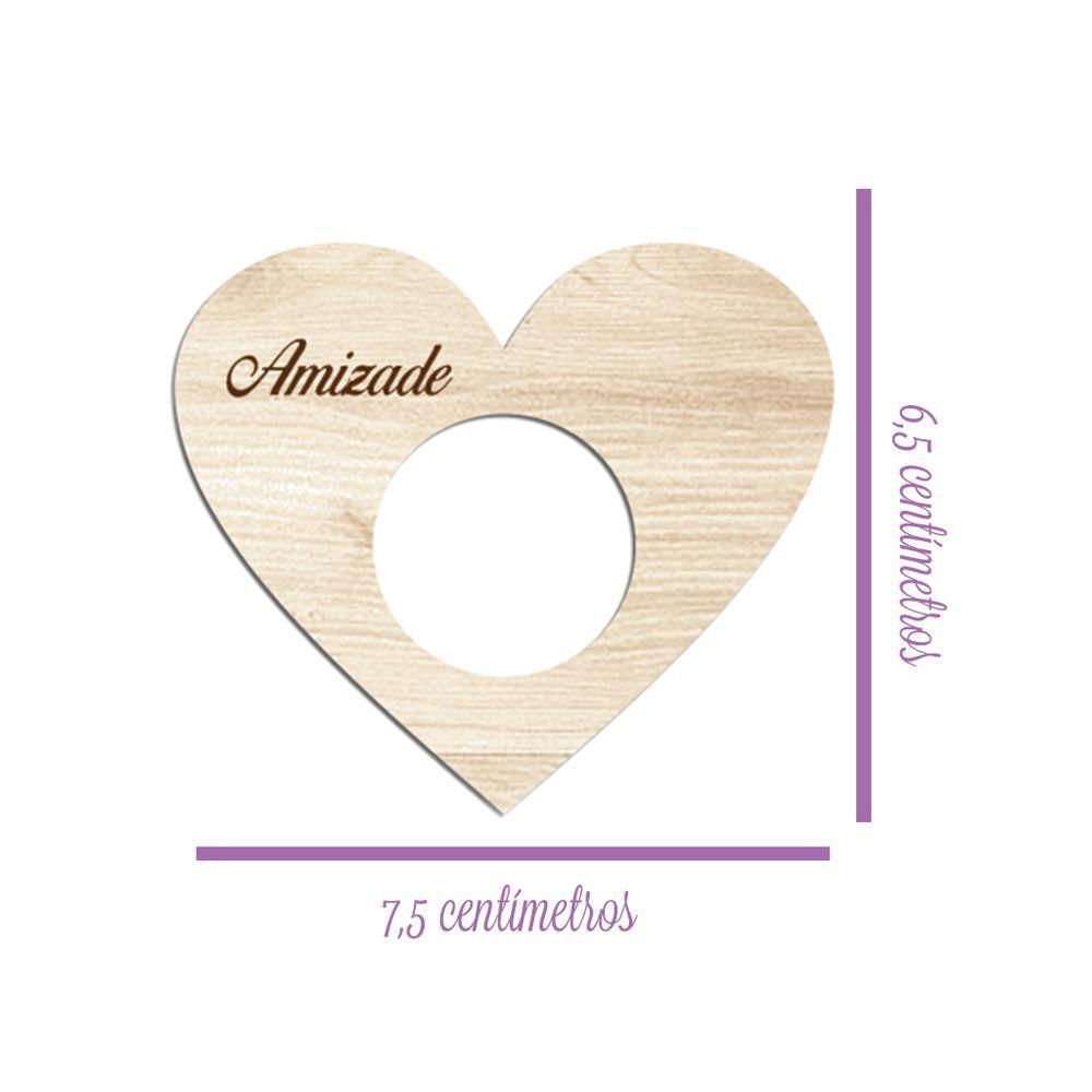 Porta Guardanapo Coração Desejos Kit 4 Peças 7,5cmx6,5cm - Cria Arte Laser Branco