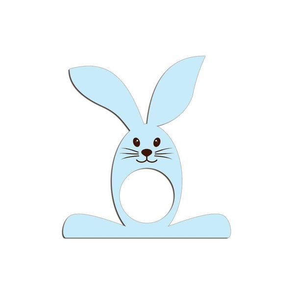 Porta Guardanapo Coelho Com Carinha 9cmx9,8cm Kit 4 Peças - Cria Arte Laser Azul Claro