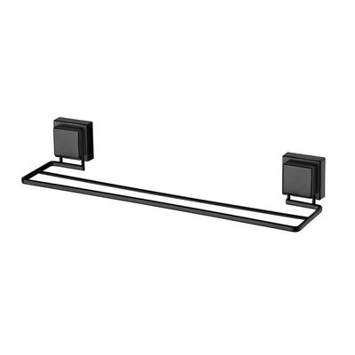 Toalheiro Duplo Preto Fosco Fixação Por Ventosa 45cm Future