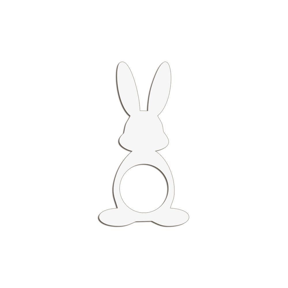 Porta Guardanapo Coelho Frente Kit 4 Peças 5,5cmx10cm- Cria Arte Laser Branco