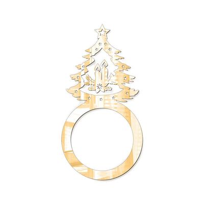 Porta Guardanapo árvore De Natal Espelhada Kit Com 4 Peças 4,5cmx8,5cm - Cria Arte Laser Dourado
