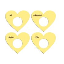 Porta Guardanapo Coração Desejos Kit 4 Peças 7,5cmx6,5cm - Cria Arte Laser Amarelo
