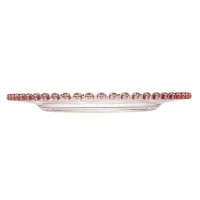 Prato Raso De Cristal Coração Borda Rosa 28cm 1685 - Lyor