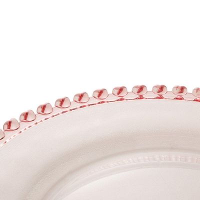 Prato Raso De Cristal Coração Borda Rosa 28cm 1685 - Lyor