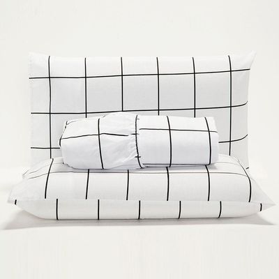 Jogo De Lençol Minimalist Queen 3 Peças Percal 180 Fios Macio - Branco