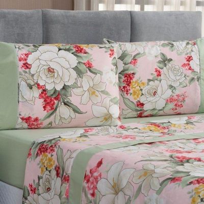 Jogo De Cama Estampado Micropercal 200 Fios Naturale King 04 Peças - Killy.