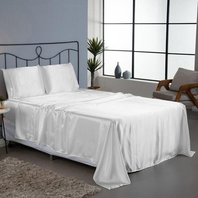 Jogo Cama Lençol Splendore Casal Padrão Cetim Charmousse Alto Brilho 4 Peças - Branco