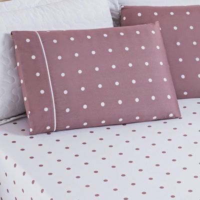 Jogo De Cama Lençol 200 Fios Petit Poá Casal Padrão 03 Peças - Rose