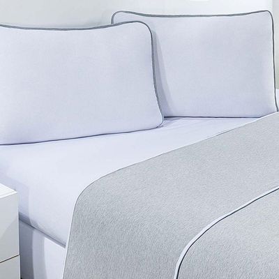 Jogo De Cama Malha Lençol 100% Algodão Urbano 4 Peças Queen Branco-mescla