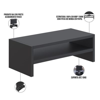Kit 03 Suportes Para Monitor Stand Home Office Lap 63 Cm L03 Preto - Lyam