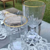 Kit 24 Taças Cristal 330ml Fio de Ouro Imperial Lyor Avulsa Servir Sucos Água Drinks Mesa Posta