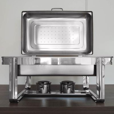 Rechaud Retangular Duplo 8L com 2 Cubas 1/2 Banho Maria Aço Inox Savoy Brinox