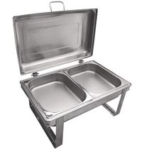 Rechaud Retangular Duplo 8L com 2 Cubas 1/2 Banho Maria Aço Inox Savoy Brinox