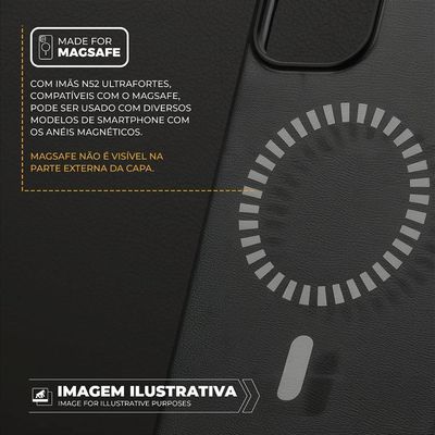 Capa Para Iphone 15 Pro - Couro Dual Magsafe - Preta - Gshield