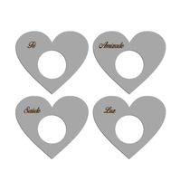 Porta Guardanapo Coração Desejos Kit 4 Peças 7,5cmx6,5cm - Cria Arte Laser Cinza Claro