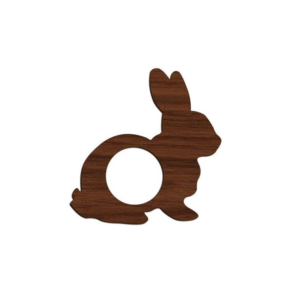 Porta Guardanapo Coelho Kit 4 Peças 8cmx8cm - Cria Arte Laser Madeira Escuro