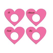Porta Guardanapo Coração Desejos Kit 4 Peças 7,5cmx6,5cm - Cria Arte Laser Rosa