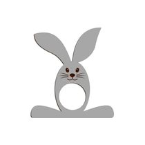 Porta Guardanapo Coelho Com Carinha 9cmx9,8cm Kit 4 Peças - Cria Arte Laser Cinza