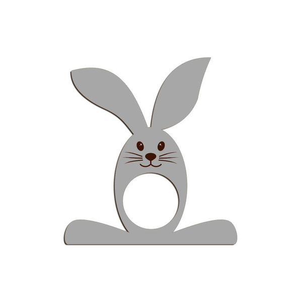 Porta Guardanapo Coelho Com Carinha 9cmx9,8cm Kit 4 Peças - Cria Arte Laser Cinza